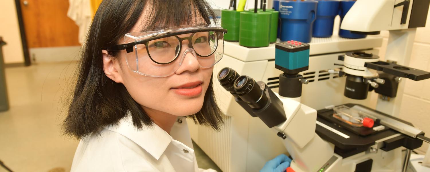 A student works in a chemistry research laboratory