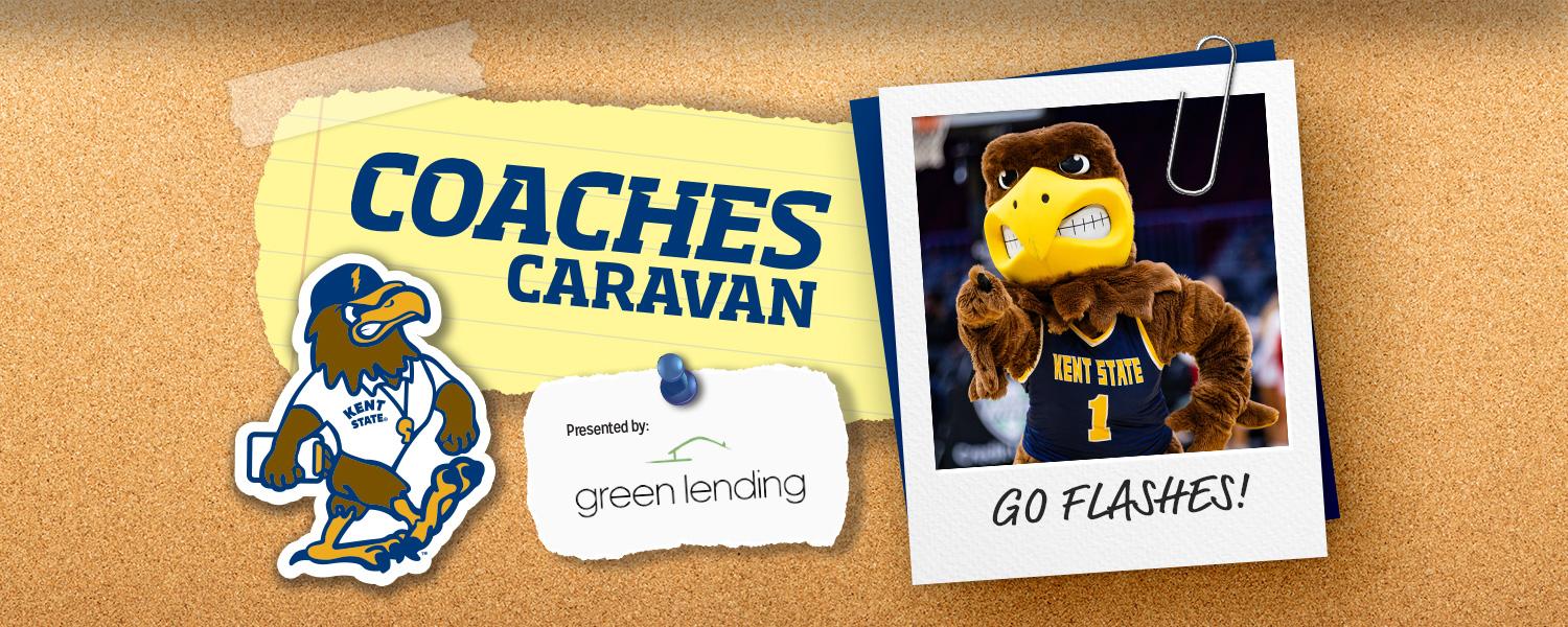 Polaroid photo of Flash on a bulletin board background with the words "Coach's Caravan"