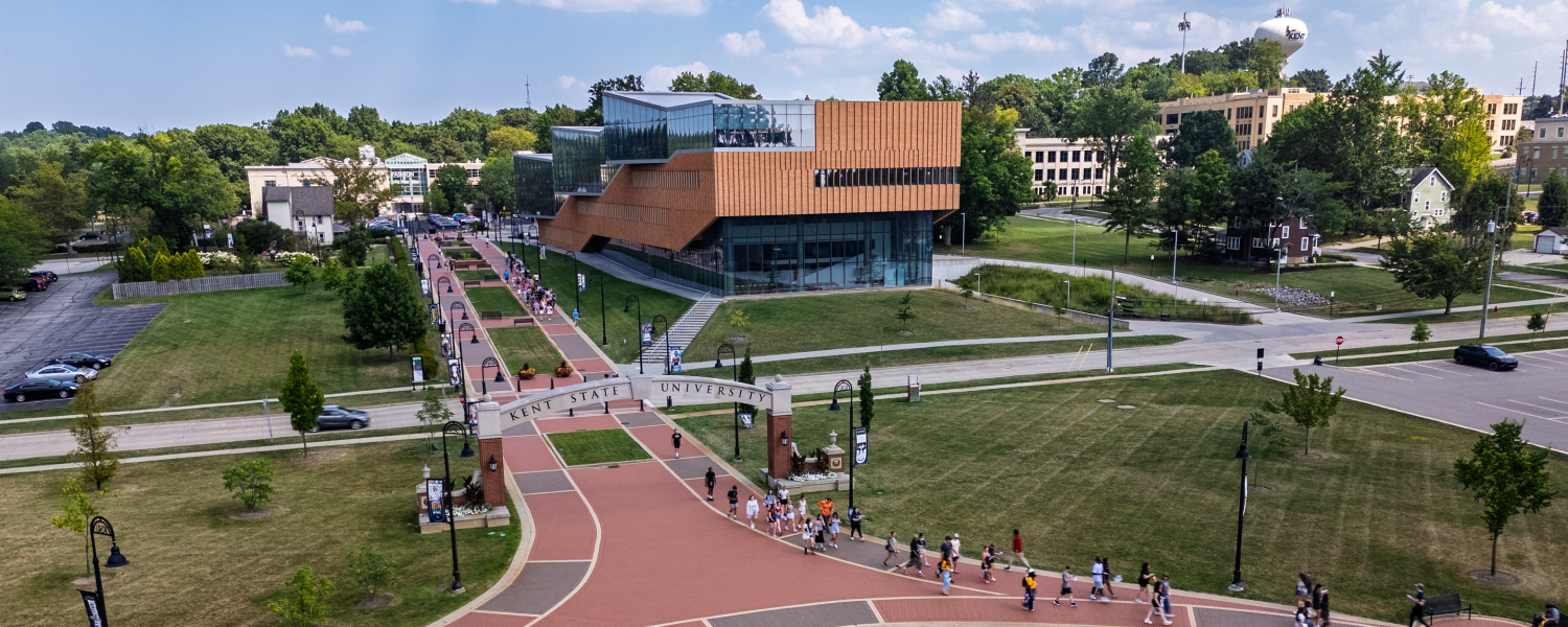 An aerial view of Kent's campus.