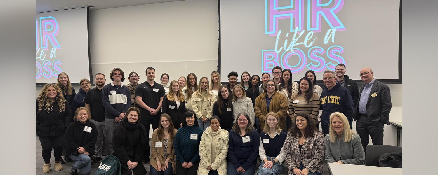 Students and faculty attendin the HR like a Boss event.
