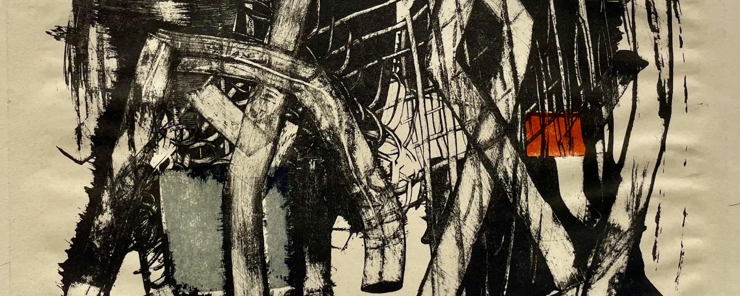 Artwork featured is color lithograph on paper 