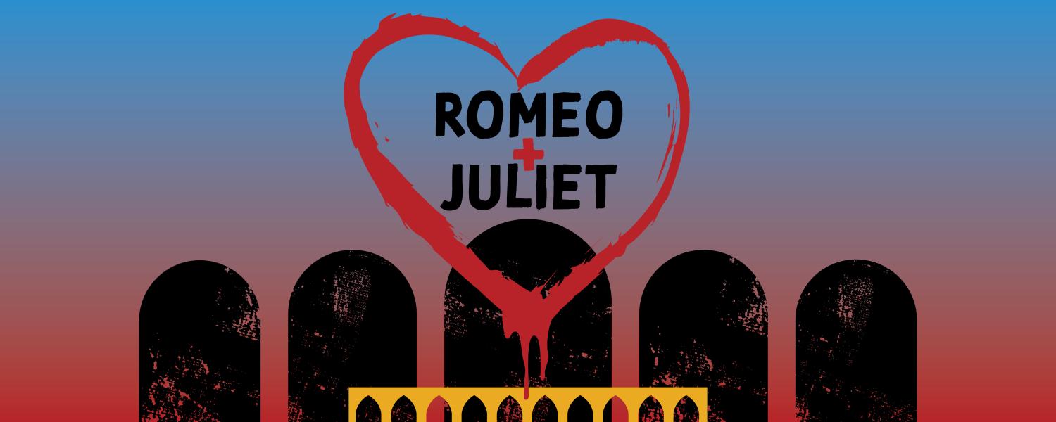 Romeo and Juliet poster with a roughly drawn heart around the title