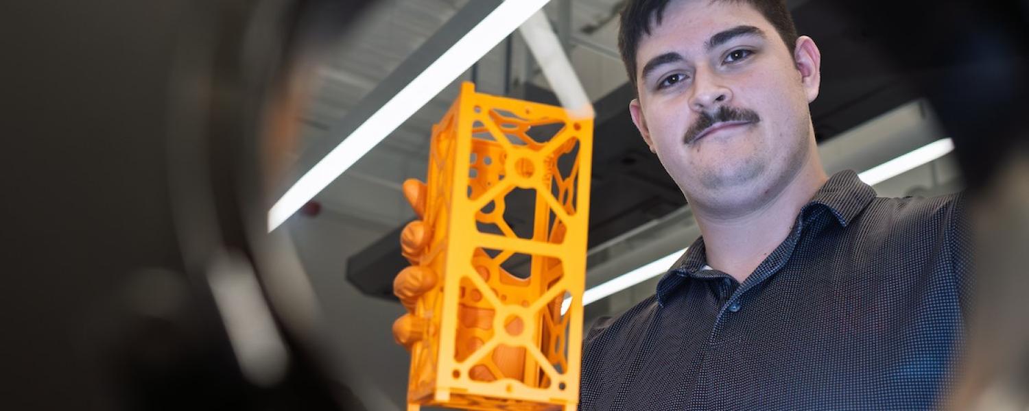 Mark Stallone is working in Kent State's Spacecraft Design Lab to build a satellite that may one day go to space.