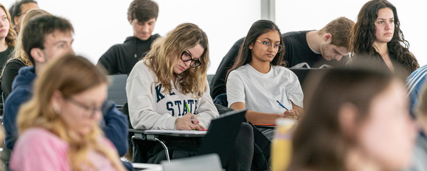 student working in class