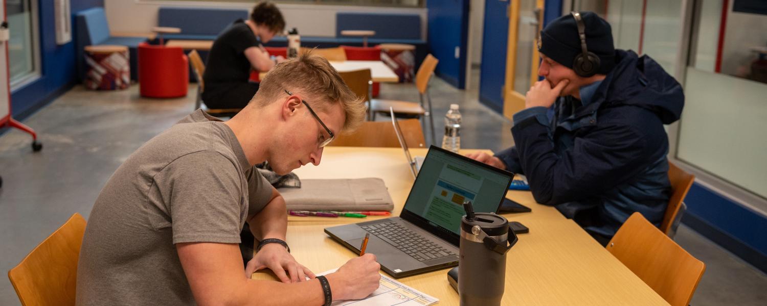 Students study in the Bot Bunker