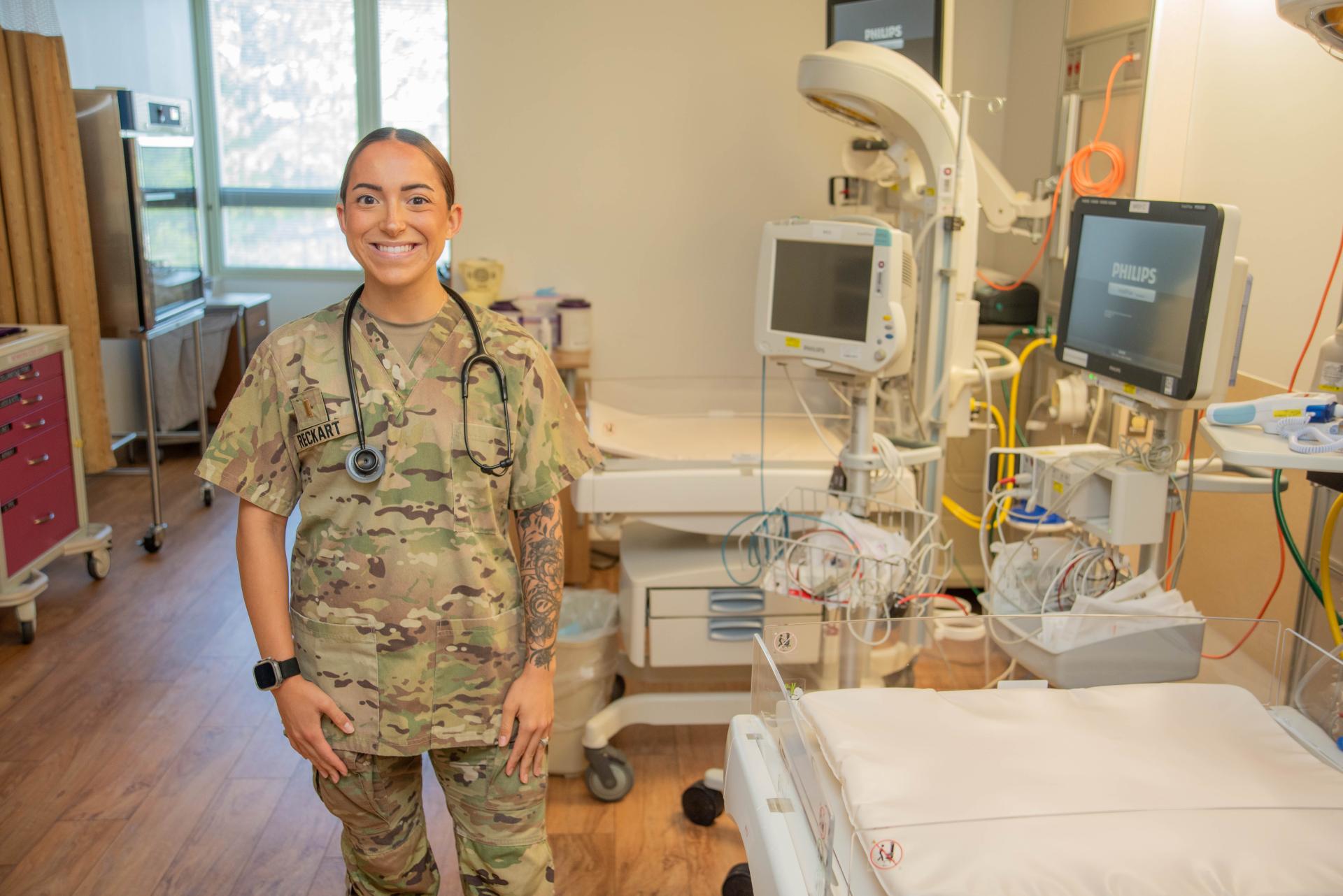 Lt. Fiona Reckart in hospital room