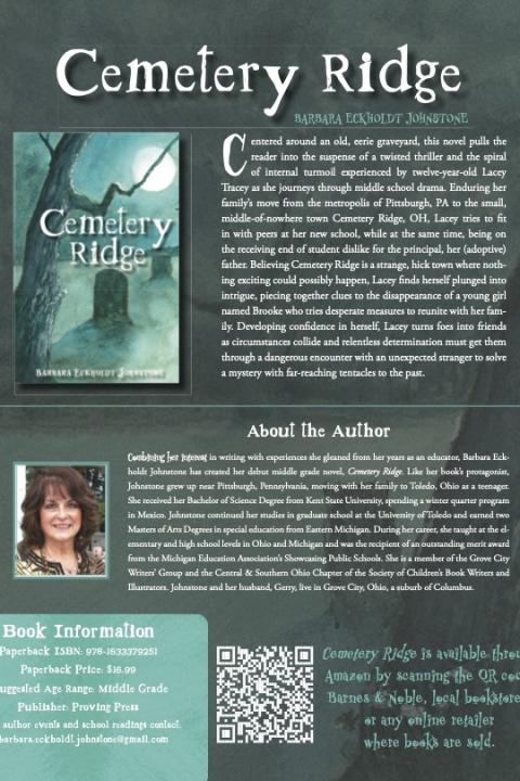 Information about "Cemetery Ridge" the debut novel from Barbara Johnstone,'66