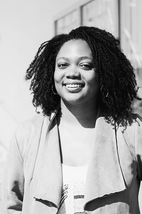 Portrait black and white of Kristen Mimms Scavnicky