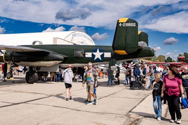 Vintage military aircraft take center stage during the 2025 Aeronautics and Engineering Expo, giving attendees an up-close look at aviation history at the Kent State University Airport. (Photo credit: Mike Rich, Kent State University)