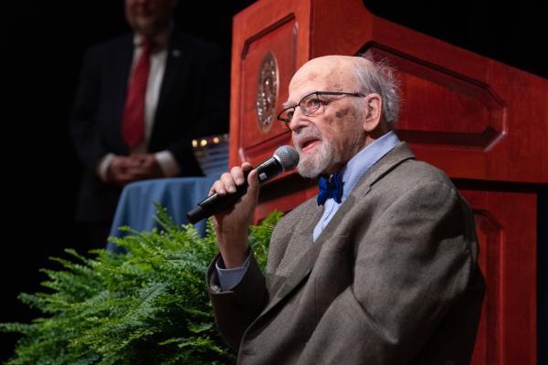 Professor Emeritus Jerry Lewis speaks on the Kent Campus in 2022