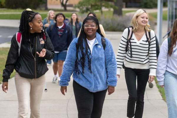 Students walking on campus