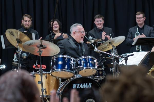 2025 Sanabria plays drums at Concert in Ludwig Recital Hall