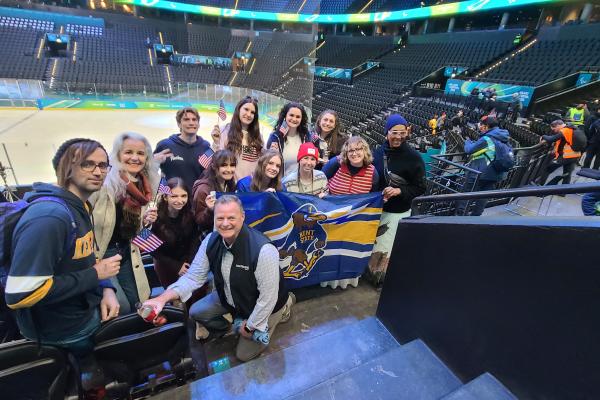 Kent State students attend a hockey game at the 2026 Milano Cortina Paralympics.