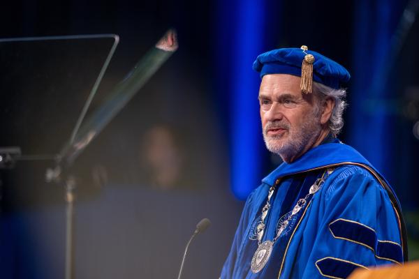 Kent State President Todd Diacon addresses graduates at Spring Commencement 2026