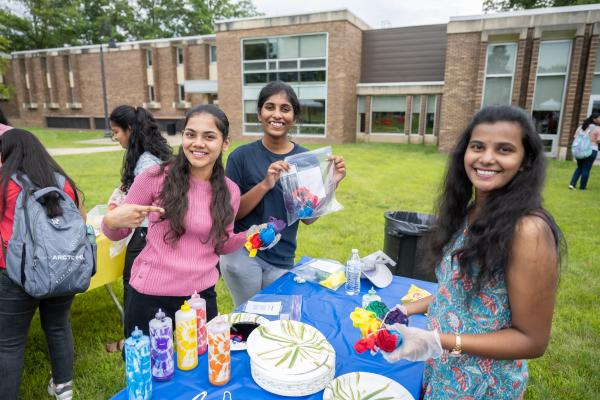 International students make tie dye shirts at Kent State's Global Block Party