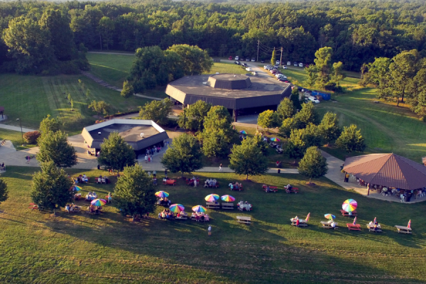 An aerial view of Porthouse Theatre
