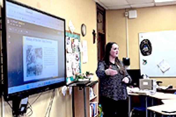 Liz Campion giving a presentation on Kent State archives and the shootings of May 4th.