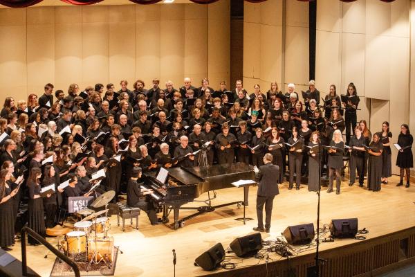 ɫҹ University group of choirs on stage in the auditorium in Cartwright Hall