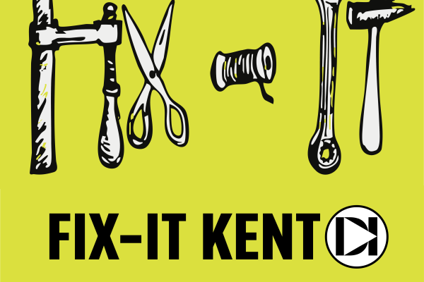 Fix it Kent spelled with a variety of tools and crafting supplies.