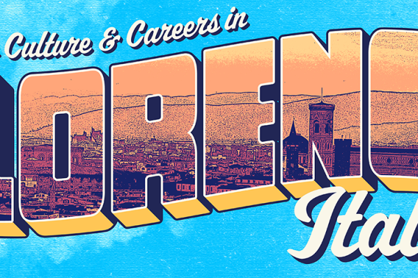 Florence, Italy spelled out in fun font.