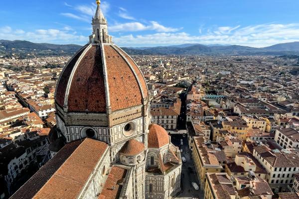 Duomo in Florence Italy from the nearby bell tower.