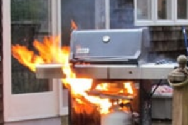 A grill that is on fire