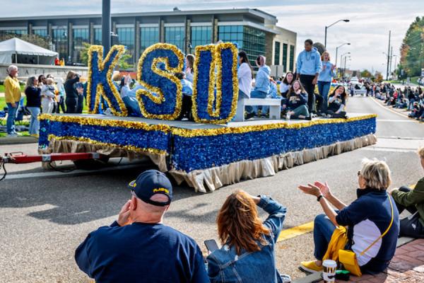 Kent State University students participate in the university's Homecoming Parade in 2025. (Photo credit: Rami Daud, Kent State University)