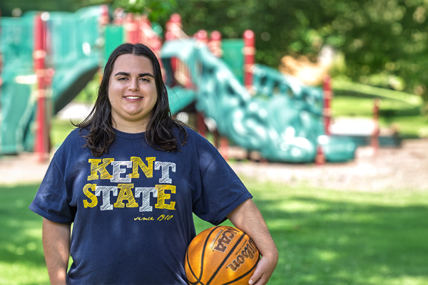 Kent State elementary education student Julia Michalak on a playground