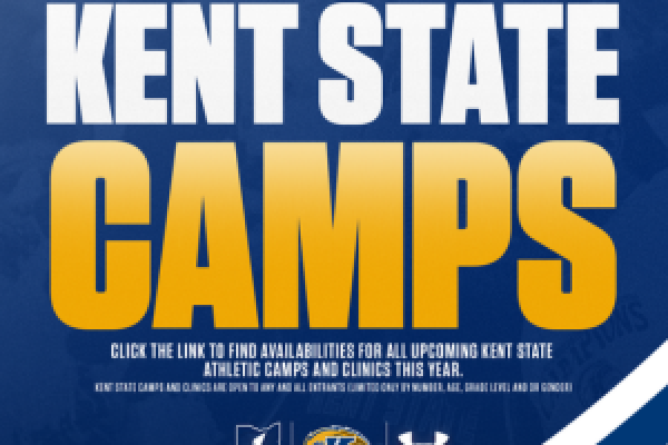 Blue and gold text that reads "Kent State Camps."