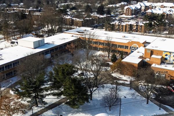 Kent State University’s Michael Schwartz Center is located at 800 E. Summit St. in Kent, Ohio. (Photo credit: Mike Rich, Kent State University)