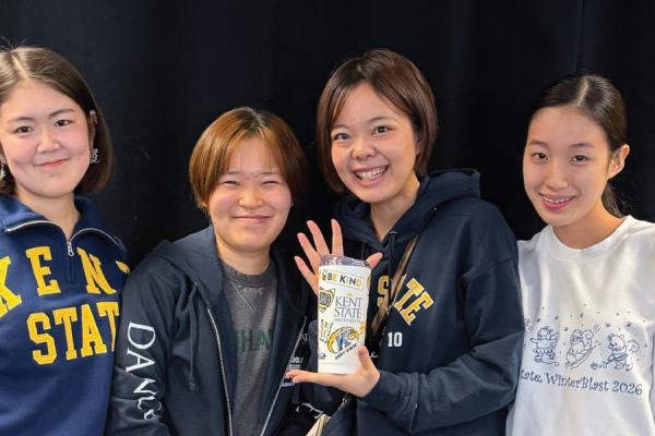 Exchange students pose for a group photo