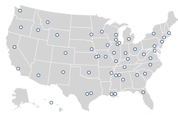 Map of Student Media programs across a United States map