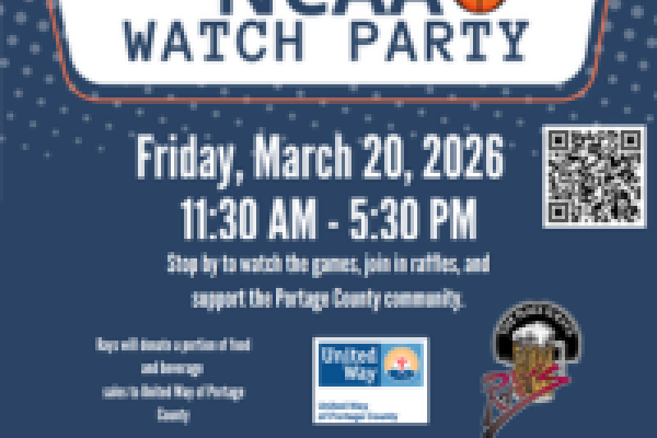 NCAA Watch Party, Friday, March 20. Benefits the United Way of Portage County.