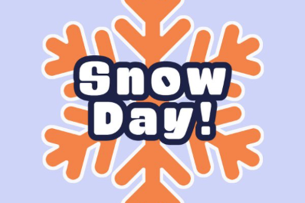 A snowflake with text overlaid that reads "Snow Day!"