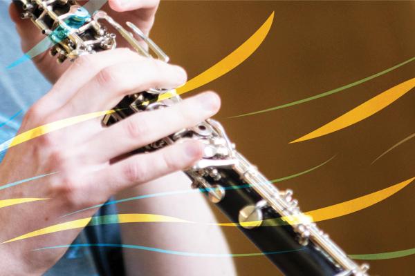 Student playing clarinet