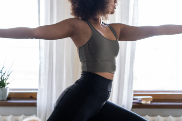 yoga fitness participant in apartment