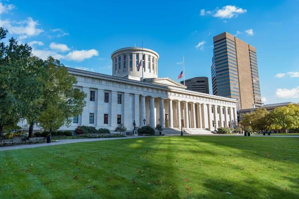 ohio's state house in columbus on a sunny day