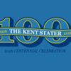 The blue logo for the centennial celebration of the kent stater