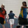 Dodgeball Vice President Carlton Pittman ready to throw a dodgeball with another group member
