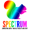 Rainbow squirrel accompanied by rainbow text that reads Spectrum: connecti