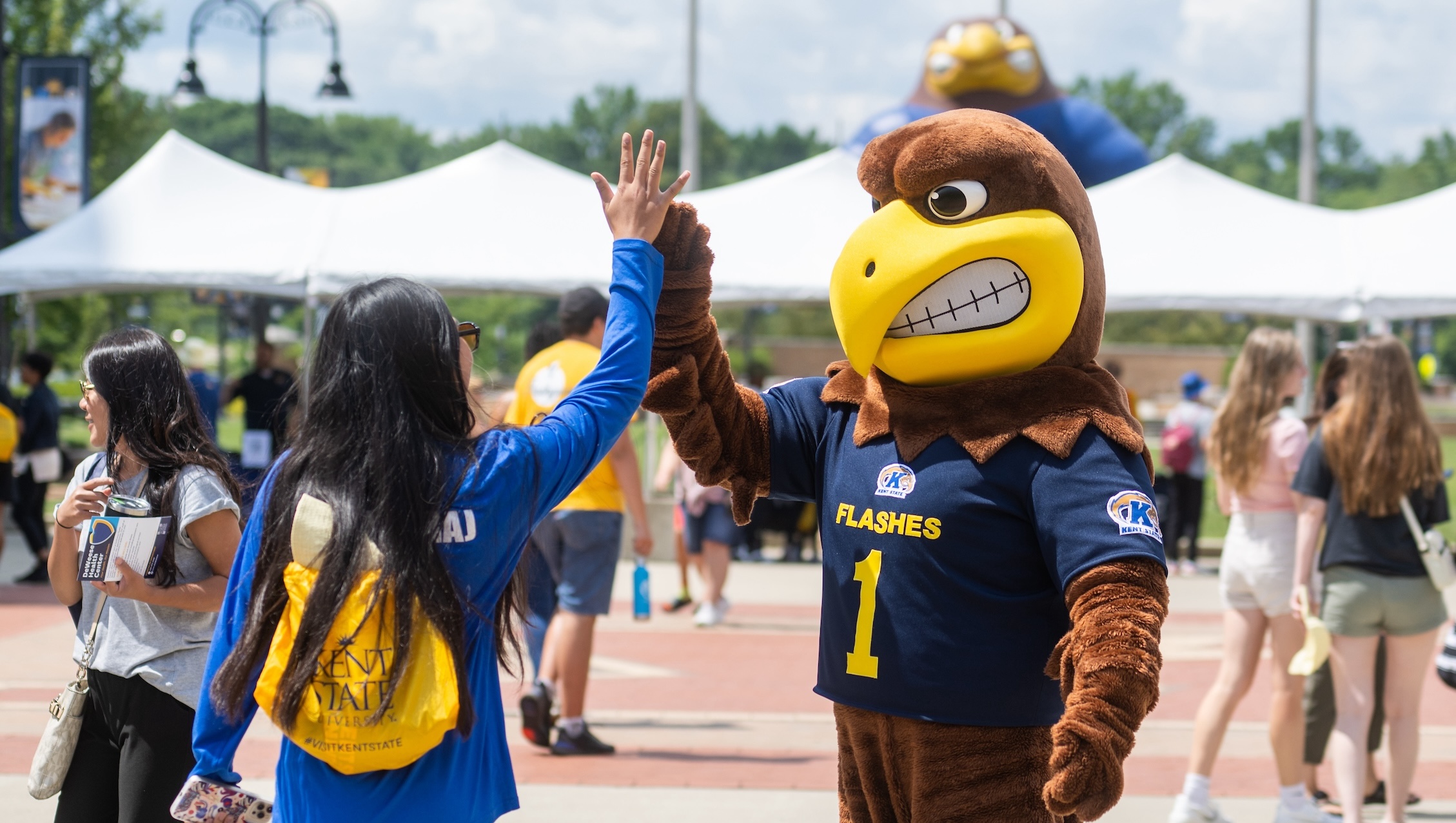 student high fiving flash