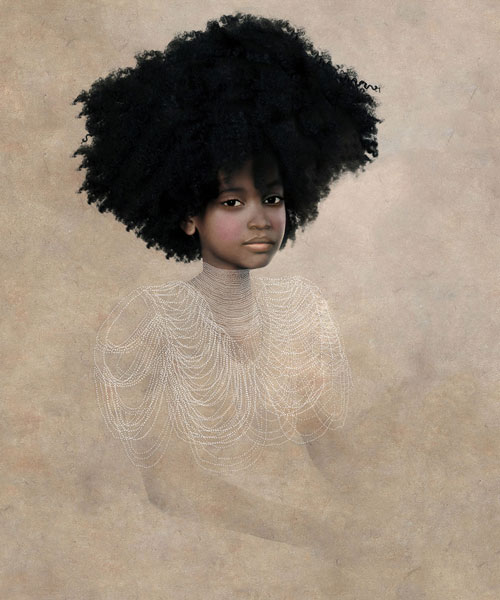 An illustration of black girl with a focus on hair