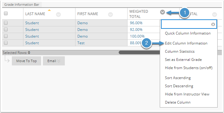 Edit Column Information